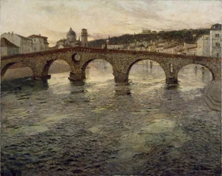 De Adige-rivier in Verona, 1899